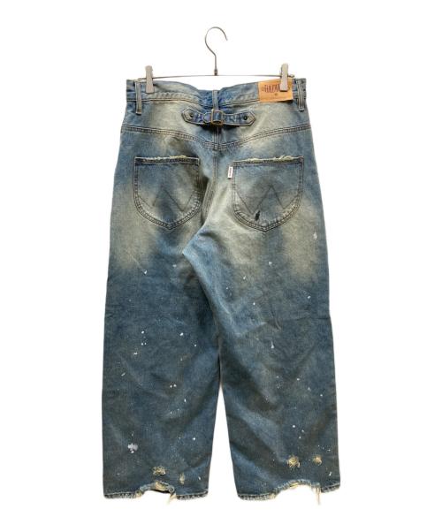 BADWAY（バッドウェイ）BADWAY (バッドウェイ) Grunge BORO studs denim グランジボロスタッズデニムパンツ ブルー サイズ:Lの古着・服飾アイテム