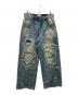 BADWAY（バッドウェイ）の古着「Grunge BORO studs denim グランジボロスタッズデニムパンツ」｜ブルー
