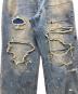 中古・古着 BADWAY (バッドウェイ) Grunge BORO studs denim グランジボロスタッズデニムパンツ ブルー サイズ:L：15000円