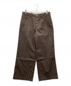 BADWAY×Dickiesバッドウェイ×ディッキーズ）の古着「Stripe Chino pants ストライプチノパンツ」｜ブラウン×ホワイト