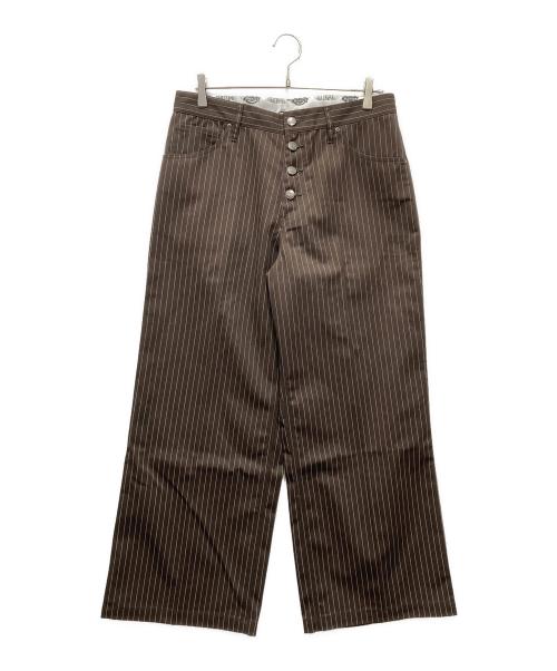 BADWAY（バッドウェイ）BADWAY (バッドウェイ) Dickies (ディッキーズ) Stripe Chino pants ストライプチノパンツ ブラウン×ホワイト サイズ:M 未使用品の古着・服飾アイテム