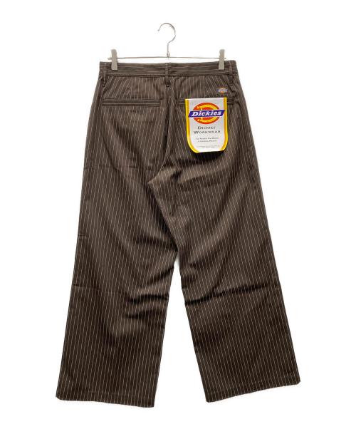 BADWAY（バッドウェイ）BADWAY (バッドウェイ) Dickies (ディッキーズ) Stripe Chino pants ストライプチノパンツ ブラウン×ホワイト サイズ:M 未使用品の古着・服飾アイテム
