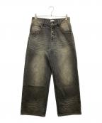 BADWAYバッドウェイ）の古着「Grunge studs wide denim デニムパンツ」｜グレー
