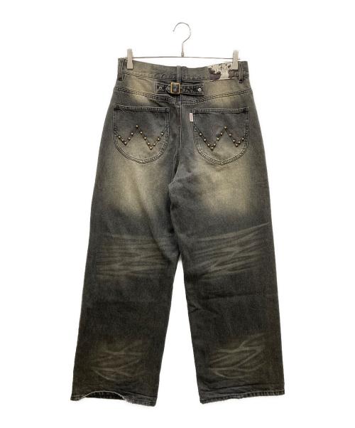 BADWAY（バッドウェイ）BADWAY (バッドウェイ) Grunge studs wide denim デニムパンツ グレー サイズ:Mの古着・服飾アイテム