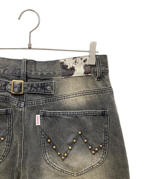 BADWAY（バッドウェイ）BADWAY (バッドウェイ) Grunge studs wide denim デニムパンツ グレー サイズ:Mの古着・服飾アイテム