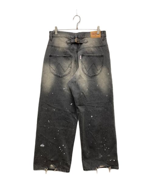 BADWAY（バッドウェイ）BADWAY (バッドウェイ) Grunge BORO studs denim グランジボロスタッズデニムパンツ グレー サイズ:Lの古着・服飾アイテム