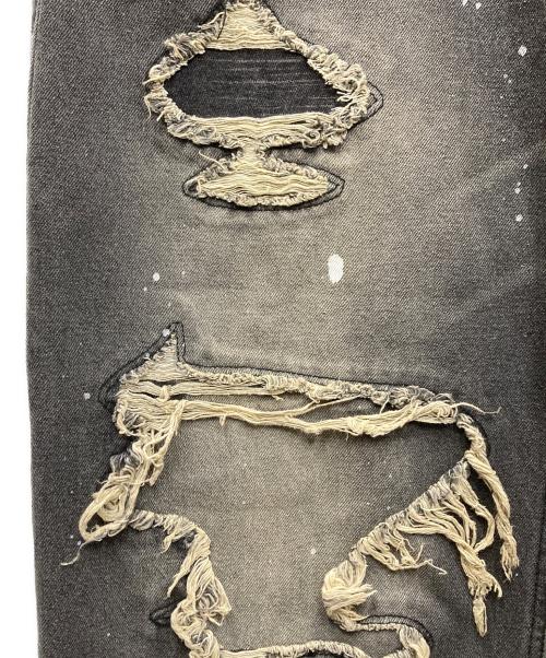 BADWAY（バッドウェイ）BADWAY (バッドウェイ) Grunge BORO studs denim グランジボロスタッズデニムパンツ グレー サイズ:Lの古着・服飾アイテム