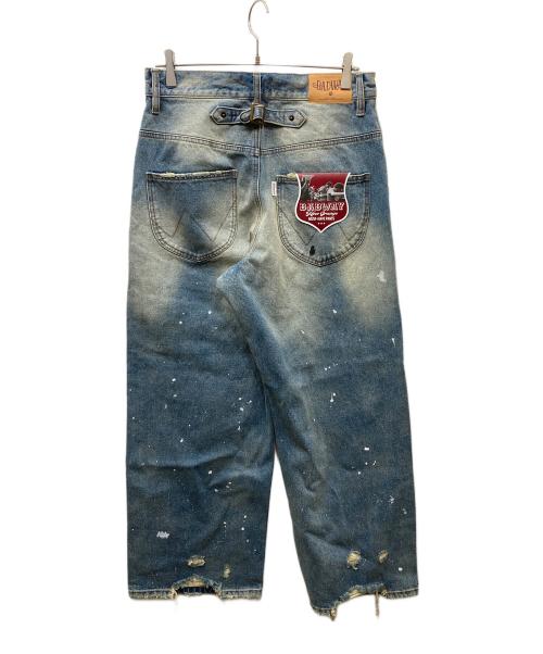 BADWAY（バッドウェイ）BADWAY (バッドウェイ) Grunge BORO studs denim グランジボロスタッズデニムパンツ ブルー サイズ:Mの古着・服飾アイテム