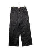 BADWAYバッドウェイ）の古着「Herringbone studs denim pants ヘリンボーンスタッズデニムパンツ」｜ブラック