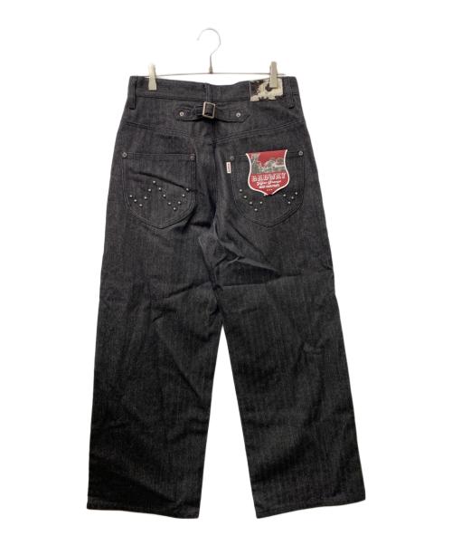 BADWAY（バッドウェイ）BADWAY (バッドウェイ) Herringbone studs denim pants ヘリンボーンスタッズデニムパンツ ブラック サイズ:Mの古着・服飾アイテム