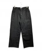 BADWAYバッドウェイ）の古着「Herringbone studs denim pants ヘリンボーンスタッズデニムパンツ」｜ブラック