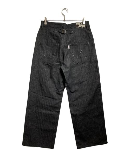 BADWAY（バッドウェイ）BADWAY (バッドウェイ) Herringbone studs denim pants ヘリンボーンスタッズデニムパンツ ブラック サイズ:Lの古着・服飾アイテム