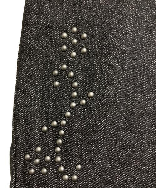 BADWAY（バッドウェイ）BADWAY (バッドウェイ) Herringbone studs denim pants ヘリンボーンスタッズデニムパンツ ブラック サイズ:Lの古着・服飾アイテム