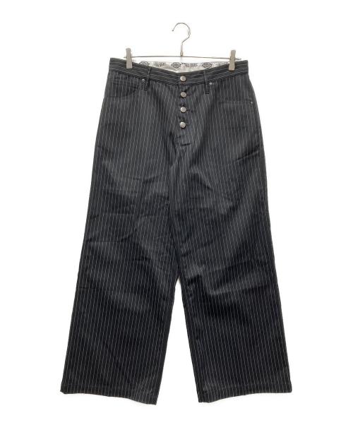 BADWAY（バッドウェイ）BADWAY (バッドウェイ) Dickies (ディッキーズ) Stripe Chino pants ストライプチノパンツ ブラック サイズ:L 未使用品の古着・服飾アイテム