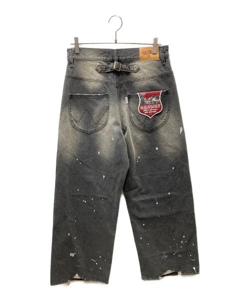 BADWAY（バッドウェイ）BADWAY (バッドウェイ) Grunge BORO studs denim グランジボロスタッズデニムパンツ グレー サイズ:SIZE Mの古着・服飾アイテム