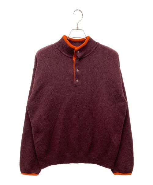 UNUSED（アンユーズド）UNUSED (アンユーズド) 5G Wool pullover knit ウールプルオーバーニット エンジ×オレンジ サイズ:2の古着・服飾アイテム