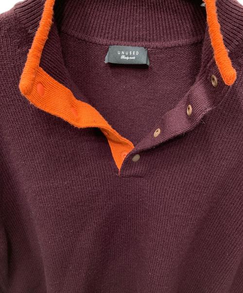 UNUSED（アンユーズド）UNUSED (アンユーズド) 5G Wool pullover knit ウールプルオーバーニット エンジ×オレンジ サイズ:2の古着・服飾アイテム