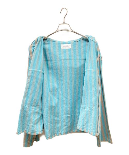 UNUSED（アンユーズド）UNUSED (アンユーズド) Stripe Food Shirt ストライプフードシャツ グレー×ブルーの古着・服飾アイテム