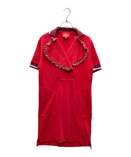 Vivienne Westwood RED LABEL（ヴィヴィアンウエストウッドレッドレーベル）Vivienne Westwood RED LABEL (ヴィヴィアンウエストウッドレッドレーベル) ラブフリルポロワンピ レッド サイズ:00の古着・服飾アイテム