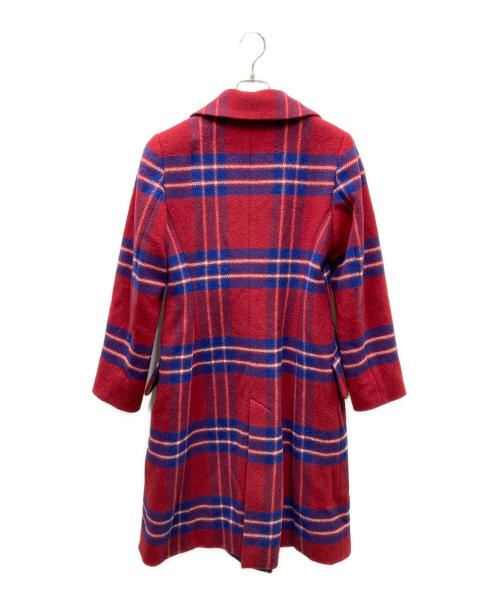 Vivienne Westwood RED LABEL（ヴィヴィアンウエストウッドレッドレーベル）Vivienne Westwood RED LABEL (ヴィヴィアンウエストウッドレッドレーベル) チェックツィードピークドラペルコート レッド×ブルー サイズ:SIZE 03の古着・服飾アイテム