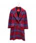 Vivienne Westwood RED LABEL（ヴィヴィアンウエストウッドレッドレーベル）の古着「チェックツィードピークドラペルコート」｜レッド×ブルー