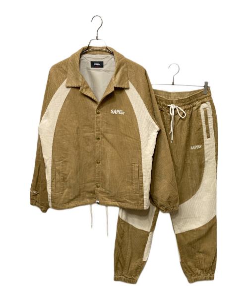 SAPEur（サプール）SAPEur (サプール) コーデュロイトラック セットアップ ブラウン×ベージュ サイズ:SIZE Lの古着・服飾アイテム