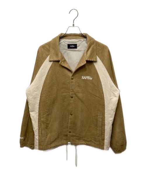 SAPEur（サプール）SAPEur (サプール) コーデュロイトラック セットアップ ブラウン×ベージュ サイズ:SIZE Lの古着・服飾アイテム