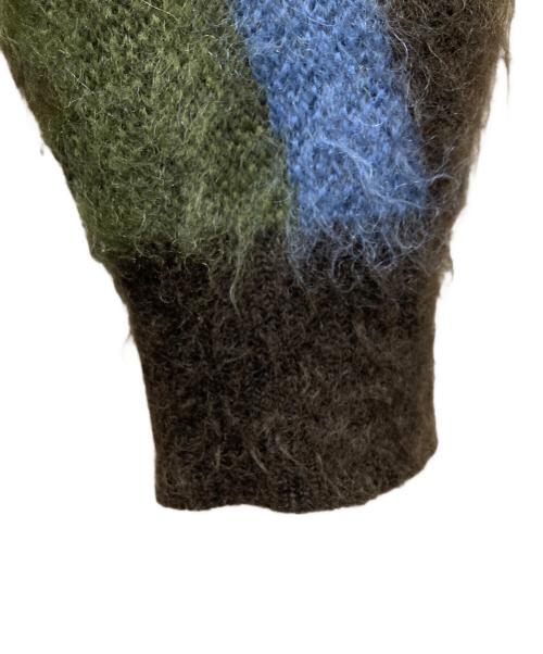 NKNIT（ンニット）NKNIT (ンニット) wave pattern mohair KNIT モヘア混ニット ブラウン×カーキ サイズ:表記無しの古着・服飾アイテム