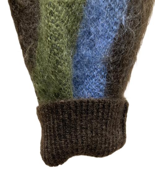 NKNIT（ンニット）NKNIT (ンニット) wave pattern mohair KNIT モヘア混ニット ブラウン×カーキ サイズ:表記無しの古着・服飾アイテム