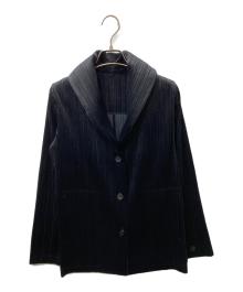 PLEATS PLEASE（プリーツプリーズ）の古着「ショールカラージャケット」｜ブラック