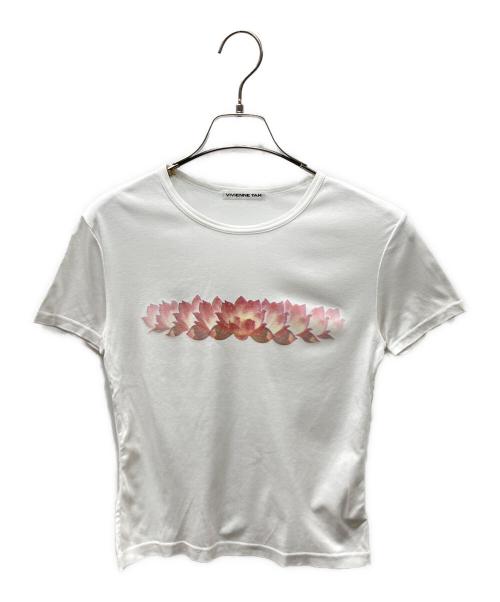 VIVIENNE TAM（ヴィヴィアンタム）VIVIENNE TAM (ヴィヴィアンタム) 00' ハスの花 Tシャツ ホワイト×ピンク サイズ:SIZE 0の古着・服飾アイテム