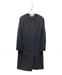 ESCADA SPORT（エスカーダスポート）の古着「レースアップデザインノーカラーコート」｜ブラック