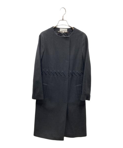 ESCADA SPORT（エスカーダスポート）ESCADA SPORT (エスカーダスポート) レースアップデザインノーカラーコート ブラック サイズ:SIZE 32の古着・服飾アイテム