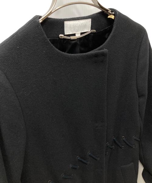 ESCADA SPORT（エスカーダスポート）ESCADA SPORT (エスカーダスポート) レースアップデザインノーカラーコート ブラック サイズ:SIZE 32の古着・服飾アイテム