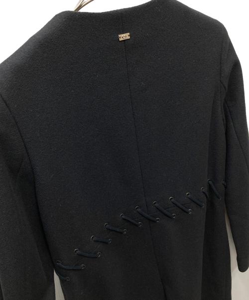 ESCADA SPORT（エスカーダスポート）ESCADA SPORT (エスカーダスポート) レースアップデザインノーカラーコート ブラック サイズ:SIZE 32の古着・服飾アイテム