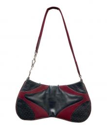 PRADA（プラダ）の古着「Vitello Drive Shoulder Bag ショルダーバッグ」｜ブラック×バーガンディ