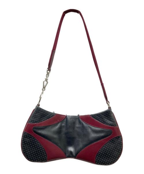 PRADA（プラダ）PRADA (プラダ) Vitello Drive Shoulder Bag ショルダーバッグ ブラック×バーガンディの古着・服飾アイテム