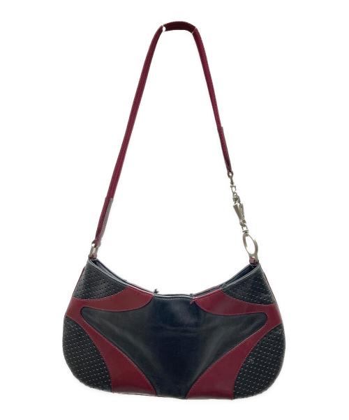 PRADA（プラダ）PRADA (プラダ) Vitello Drive Shoulder Bag ショルダーバッグ ブラック×バーガンディの古着・服飾アイテム