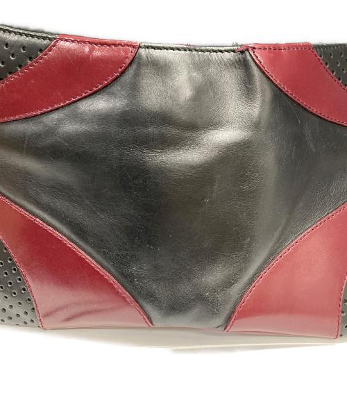 PRADA（プラダ）PRADA (プラダ) Vitello Drive Shoulder Bag ショルダーバッグ ブラック×バーガンディの古着・服飾アイテム
