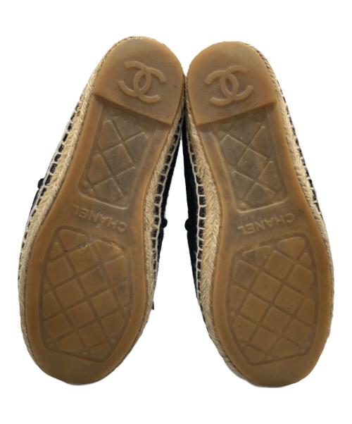 CHANEL（シャネル）CHANEL (シャネル) チェーンロゴ エスパドリーユ ブラック×ベージュ サイズ:36(23㎝)の古着・服飾アイテム