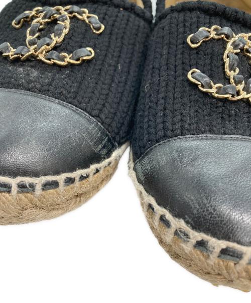 CHANEL（シャネル）CHANEL (シャネル) チェーンロゴ エスパドリーユ ブラック×ベージュ サイズ:36(23㎝)の古着・服飾アイテム