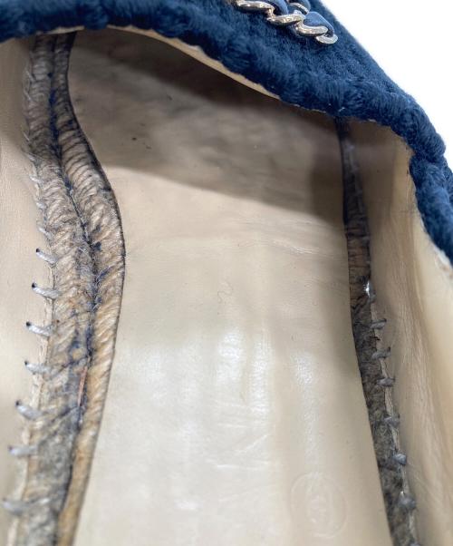 CHANEL（シャネル）CHANEL (シャネル) チェーンロゴ エスパドリーユ ブラック×ベージュ サイズ:36(23㎝)の古着・服飾アイテム