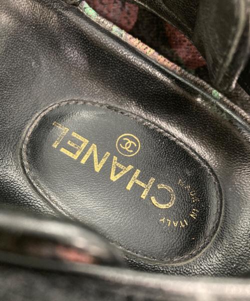 CHANEL（シャネル）CHANEL (シャネル) デニムグラフィティロゴサンダル ブラック サイズ:36Cの古着・服飾アイテム