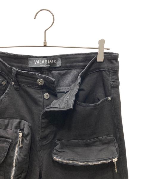 VALABASAS（バラバサス）VALABASAS (バラバサス) マルチギミックワイドデニムパンツ ブラック サイズ:SIZE 32の古着・服飾アイテム