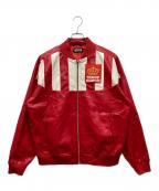 WORLD OF TROOPワールド・オブ・トゥループ）の古着「Champion Woven Jacket エコレザージャケット」｜レッド×ホワイト