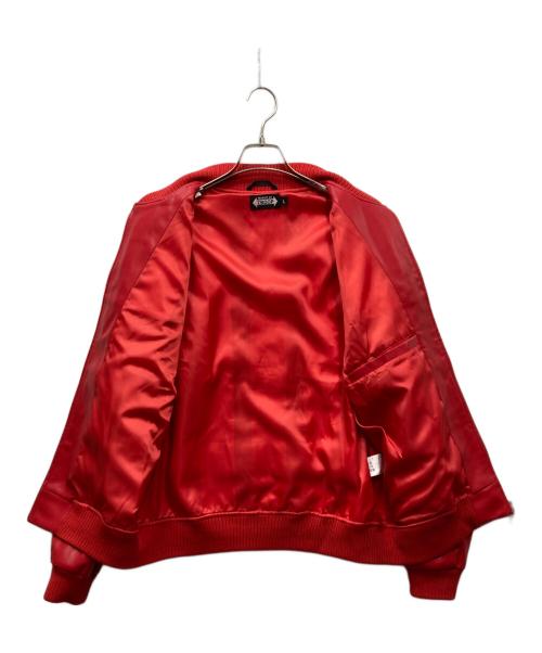 WORLD OF TROOP（ワールド・オブ・トゥループ）WORLD OF TROOP (ワールド・オブ・トゥループ) Champion Woven Jacket エコレザージャケット レッド×ホワイト サイズ:Lの古着・服飾アイテム