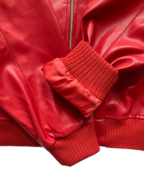WORLD OF TROOP（ワールド・オブ・トゥループ）WORLD OF TROOP (ワールド・オブ・トゥループ) Champion Woven Jacket エコレザージャケット レッド×ホワイト サイズ:Lの古着・服飾アイテム