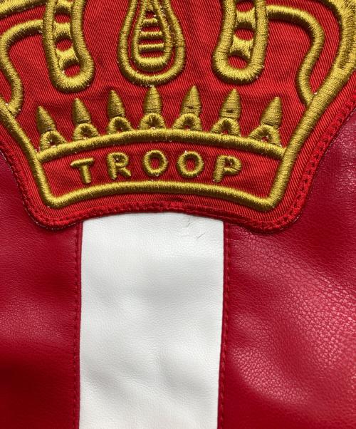 WORLD OF TROOP（ワールド・オブ・トゥループ）WORLD OF TROOP (ワールド・オブ・トゥループ) Champion Woven Jacket エコレザージャケット レッド×ホワイト サイズ:Lの古着・服飾アイテム