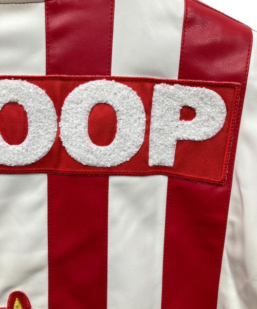 WORLD OF TROOP（ワールド・オブ・トゥループ）WORLD OF TROOP (ワールド・オブ・トゥループ) Champion Woven Jacket エコレザージャケット レッド×ホワイト サイズ:Lの古着・服飾アイテム