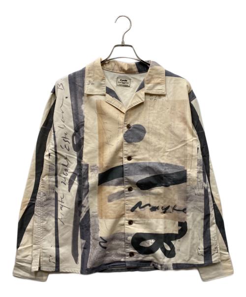 cycle（サイクル）cycle (サイクル) ペイント加工オープンカラーシャツ ベージュ サイズ:FREEの古着・服飾アイテム